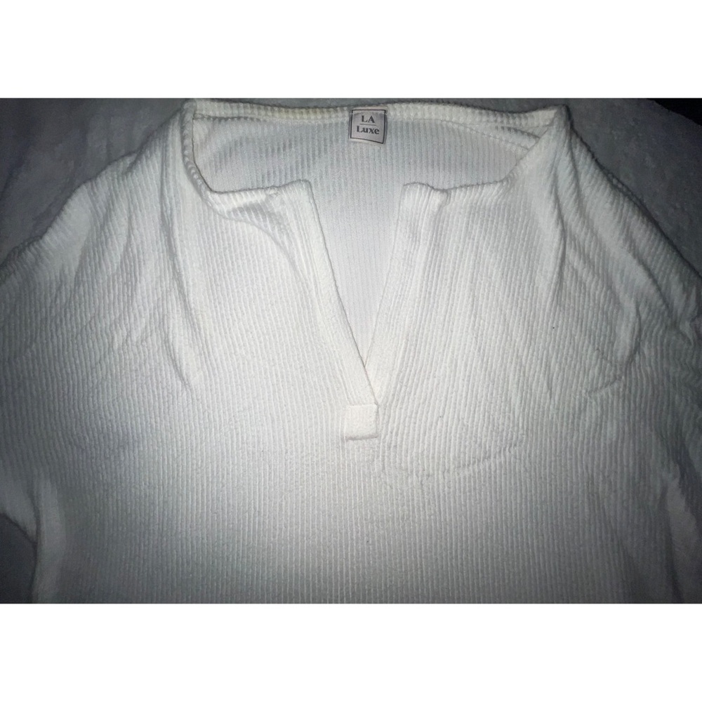 White Ribbed Long Sleeve - Picture 2 of 5